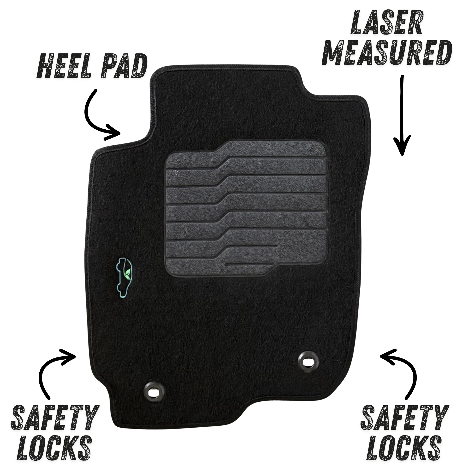ecoMats Carpet Floor Mats for 2013 to 2018 Toyota Rav-4 with Safety Locks, Front and Rear, Black, Perfect Fit RAV4