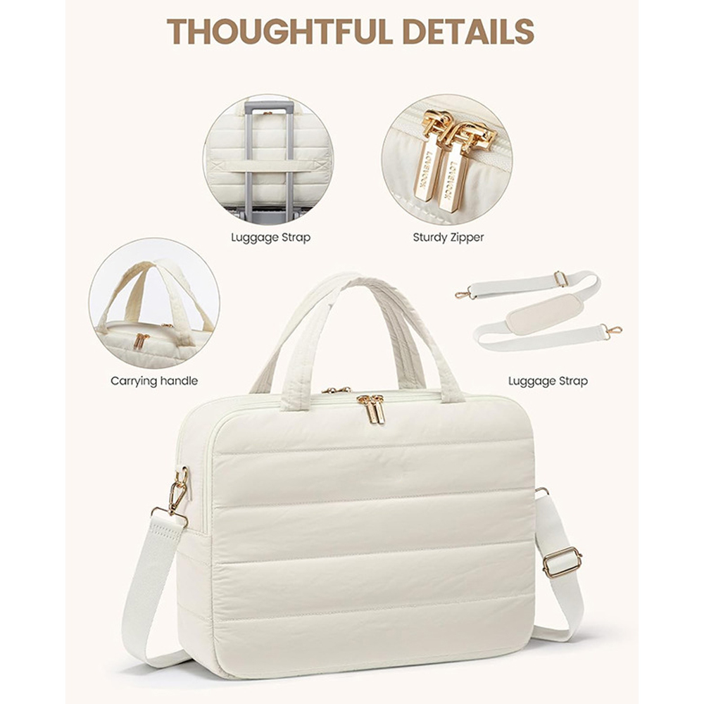 Laptop Bag for Women, Puffer Tote Bag for Work 15.6 Inch Large Computer Briefcase for Teacher Nurse, Quilted Lightweight Casual Shoulder Bag For Travel, Daily