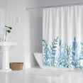 thumbnail image 3 of Blue Flower Shower Curtains for Bathroom,Watercolor Plant Leaf Shower Curtain, Eucalyptus Spring Shower Curtain with 12 Hooks, Waterproof Fabric Shower Curtains for Bathroom, 71x71inch, 3 of 6