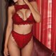 thumbnail image 2 of 2023 - Brasier sexy con encaje en V profundo para mujer, con pestañas de encaje, corsé push up, lencería para mujer, talla grande Rojo - M Rojo - M Xishao ropa, 2 of 2