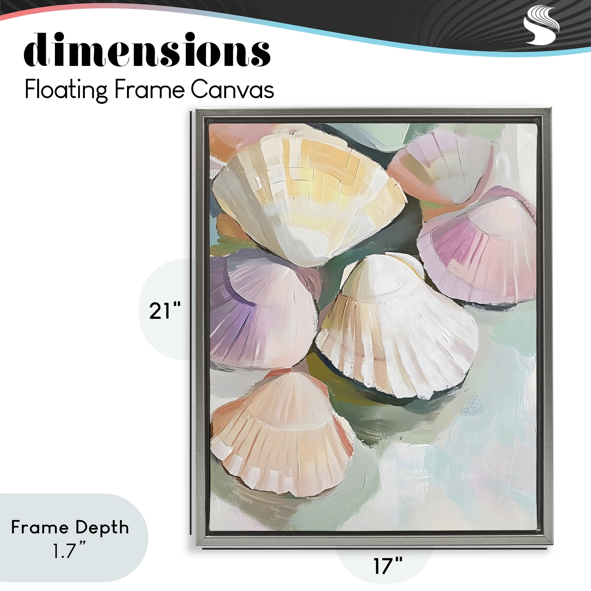 Stupell Industries Pink Seashells Marine Collection Gray Framed Floater Canvas Wall Art, design by The Prints Vibe
