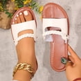 thumbnail image 2 of Bxsruta Women's Casual Flat Slides with Ribbed Strap and Contrast Footbed for Beach, Everyday and Spring Summer Wear, 2 of 8