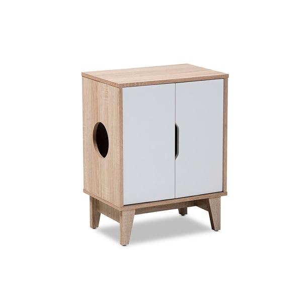 Baxton Studio Romy MidCentury Modern TwoTone Oak and White Finished 2