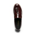 thumbnail image 4 of Women's Loafers Slip On Platform Chunky Penny Heeled Loafers Dressy and Work Shoes BURGUNDY-PAT Size 9.5, 4 of 8
