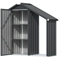 thumbnail image 5 of YODOLLA Outdoor Storage Cabinet with Shelves and Lean to Open-Sided Firewood Racks, Metal Storage Shed Organizer for Garden & Patio in Gray, 5 of 7