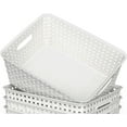 thumbnail image 5 of Woven Plastic Storage Baskets, 6 Pack White Weave Bins Organizer, 10.1" x 7.55" x 4.1", 5 of 10