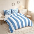 thumbnail image 2 of Manfei Classic Stripe Twin Bedding,Modern Geometric Bedding Comforter Set, Blue White, Reversible 7-Piece, 2 of 6
