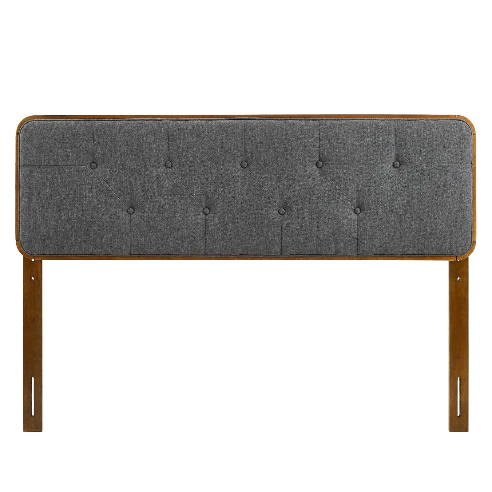 Modway Collins Tufted King Fabric and Wood Headboard in Walnut/Charcoal