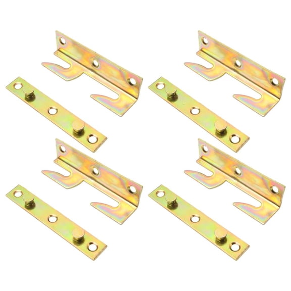 Yammee 4Set Zinc Coated Bed Brackets Quick Assembly Bed Rail Fitting Furniture Hardware