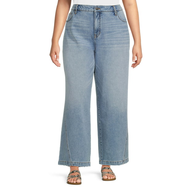 Terra & Sky Women's Plus Size High Rise Godet Flare Jeans - Walmart.com