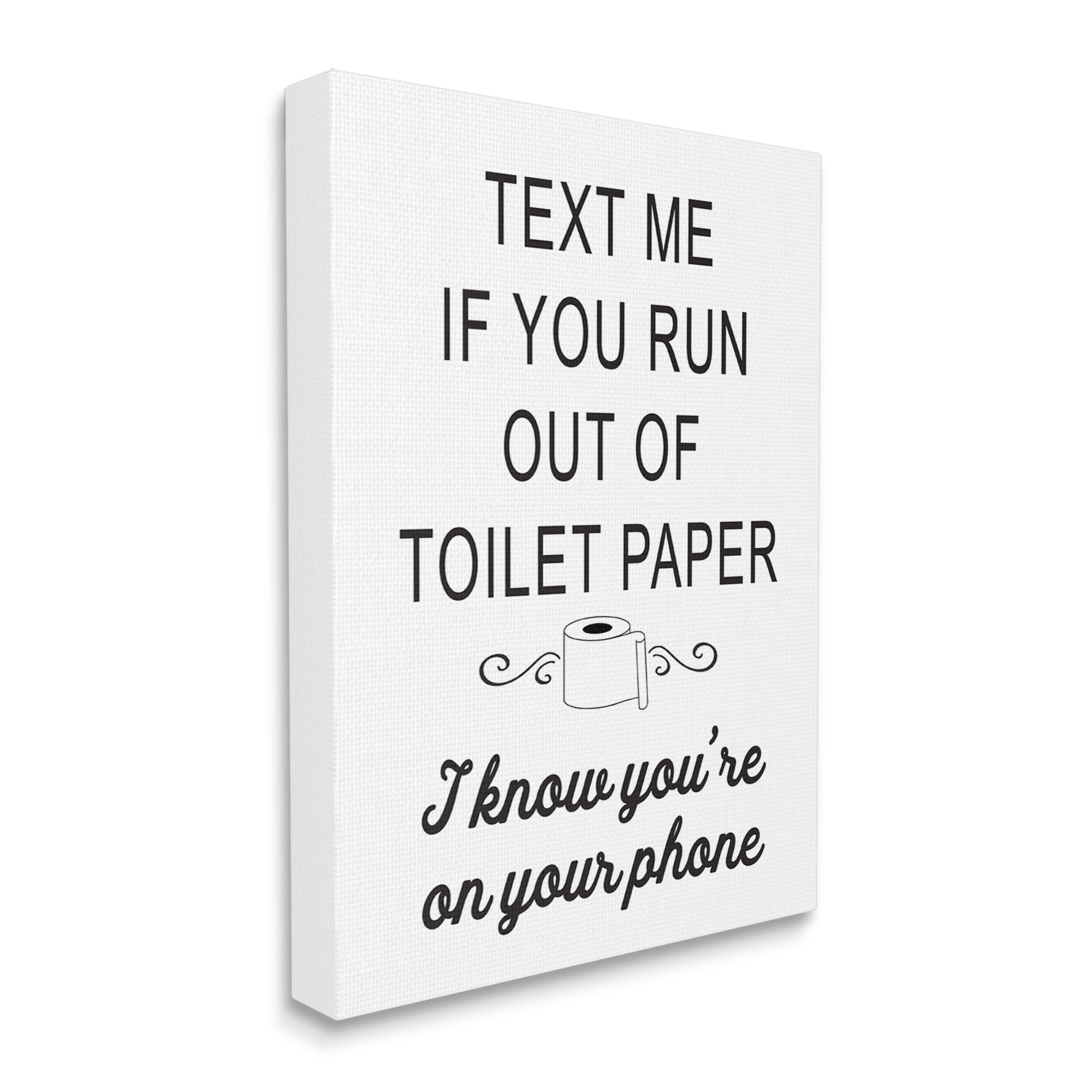 Stupell Industries No Toilet Paper Humorous Bathroom Fancy Lettering Graphic Art Gallery Wrapped Canvas Print Wall Art, Design by Lettered and Lined