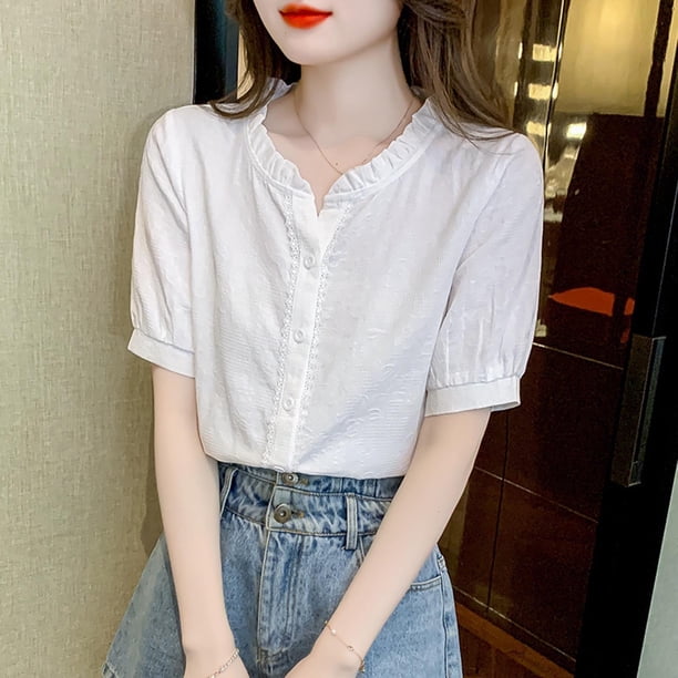 mfyjkho Tops Bohemios Para Mujer, Camisa De Satén Con Solapa Y Manga Larga Para Mujer, Color Liso, A La Moda Tops Para Salir Para Mujer Xxl