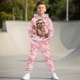 thumbnail image 5 of Uorisanigo Girls Boys Clothes Long Sleeve Hooded Pullover Oversized Strawberry Sloth Pink Hoodie Sweatshirt + Cargo Jogger Pants 2pcs Fall Winter Outfits for Kids, 5 of 7