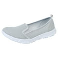 thumbnail image 1 of B91xZ Mocassin en Toile pour Femmes Bout Rond Talon Haut Bloc, Gris 8, 1 of 5