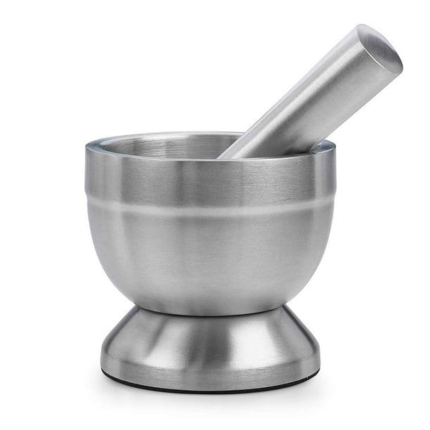 Pill Crusher 304 Food Grade Stainless Steel Mortar and Pestle Medicine Grinder Set NonSlip