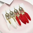 thumbnail image 3 of HOOUN Boho Feather Beaded Earrings Fringe Tassel Bohemian Ethnic Dangle Drop Handmade-LightColorful, 3 of 9
