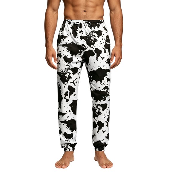 Men's Athletic Pants Drawstring Elastic Waistband All-Over Print Fashion Casual Joggers Pants Long Pants