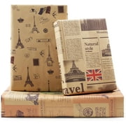 France Paris Eiffel Tower London Vintage Kraft Newspaper Traveller Wrapping Paper, Europe Gift Wrap 6 Sheets Folded Flat 20x28 inches per Sheet for Wedding, Birthday, Bridal Showers, Anniversary
