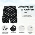 thumbnail image 3 of Mens Swim Trunks Black Polka Dot Quick Dry Board Shorts with Compression Liner, 3 of 6
