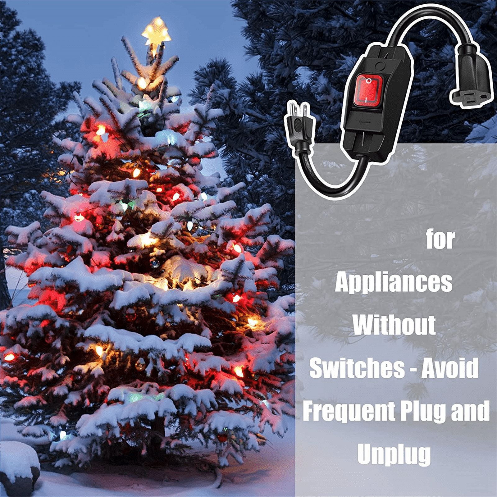 3 Prong Extension Cord with Waterproof Switch, 1875W Heavy Duty Extension Cord with Switch, 14AWG 1.5FT, 1 Pack US Plug