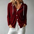 thumbnail image 2 of Azrian Women’s Hooded Knit Button Front Cardigan, Long Sleeve Knit Jacket Sizes S-2XL, 2 of 9