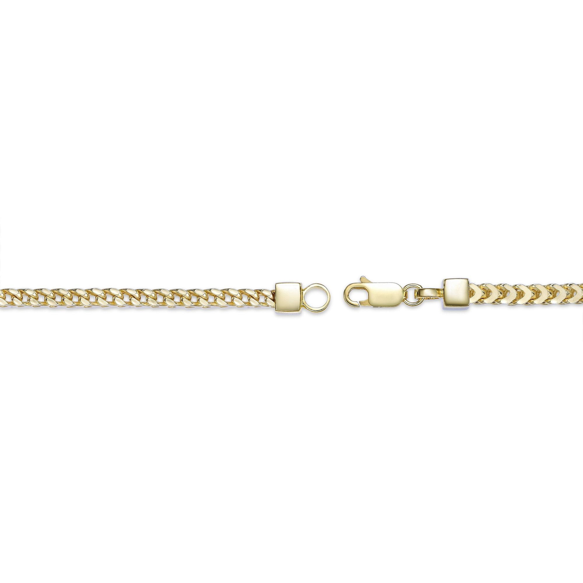 Yellow Gold Plated 925 Sterling Silver 3MM Franco Chain Necklace - 24 Inch