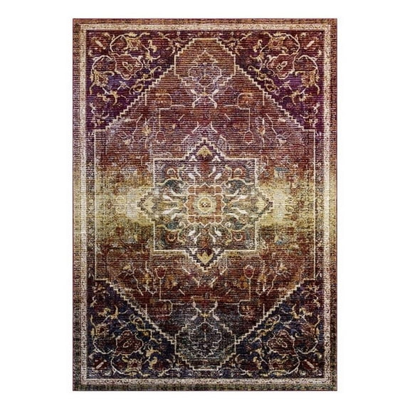 Success Kaede Transitional Distressed Vintage Floral Persian Medallion 5x8 Area Rug Multicolored
