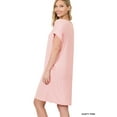 thumbnail image 3 of Women & Plus Round Neck Rolled Sleeve Knee Length Tunic Shirt Dress with Pockets, 3 of 4