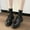 Black, variant on Small Fragrant Style Round-toe Pearl French Retro Mary Shoes For Women Flat Shallow Mouth Gentle Patent Leather Spring