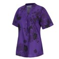 thumbnail image 4 of Summer Cotton Short Sleeve Oversized Floral T Shirts for Women Purple Tops Fashion Plus Printing Easy Shirt Size Top Blouse Pocket Women's L, 4 of 9