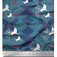 thumbnail image 1 of Soimoi Satin Silk Fabric Geometric & Flying Stork Bird Print Fabric by The Yard 42 Inch Wide, 1 of 1