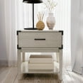 thumbnail image 6 of Plank+Beam Solid Wood Nightstand with 1 Drawer, Contemporary Side Table for Bedroom, Seashell Wirebrush, 6 of 9