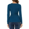 thumbnail image 4 of INSPIRE CHIC Women's Peplum Sweater V Neck Long Sleeve Ribbed Knit Tops XS Denim Blue, 4 of 8