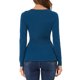 thumbnail image 3 of Suéter peplum de cuello en V para mujer INSPIRE CHIC, de punto acanalado, de manga larga, casual, pulóver, XS, azul denim, 3 of 7