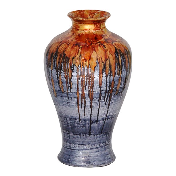23" Foiled & Lacquered Ceramic Floor Vase Ceramic, Lacquered In