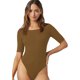 thumbnail image 1 of Body básico de manga corta con cuello redondo para mujer Marrón Chica Marrón Chica Xishao ropa, 1 of 2