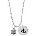 thumbnail image 1 of Delight Jewelry Silvertone Mini Volleyball/Water polo Silvertone Script Initial Disc - X - Charm Necklace, 20"+3", 1 of 1