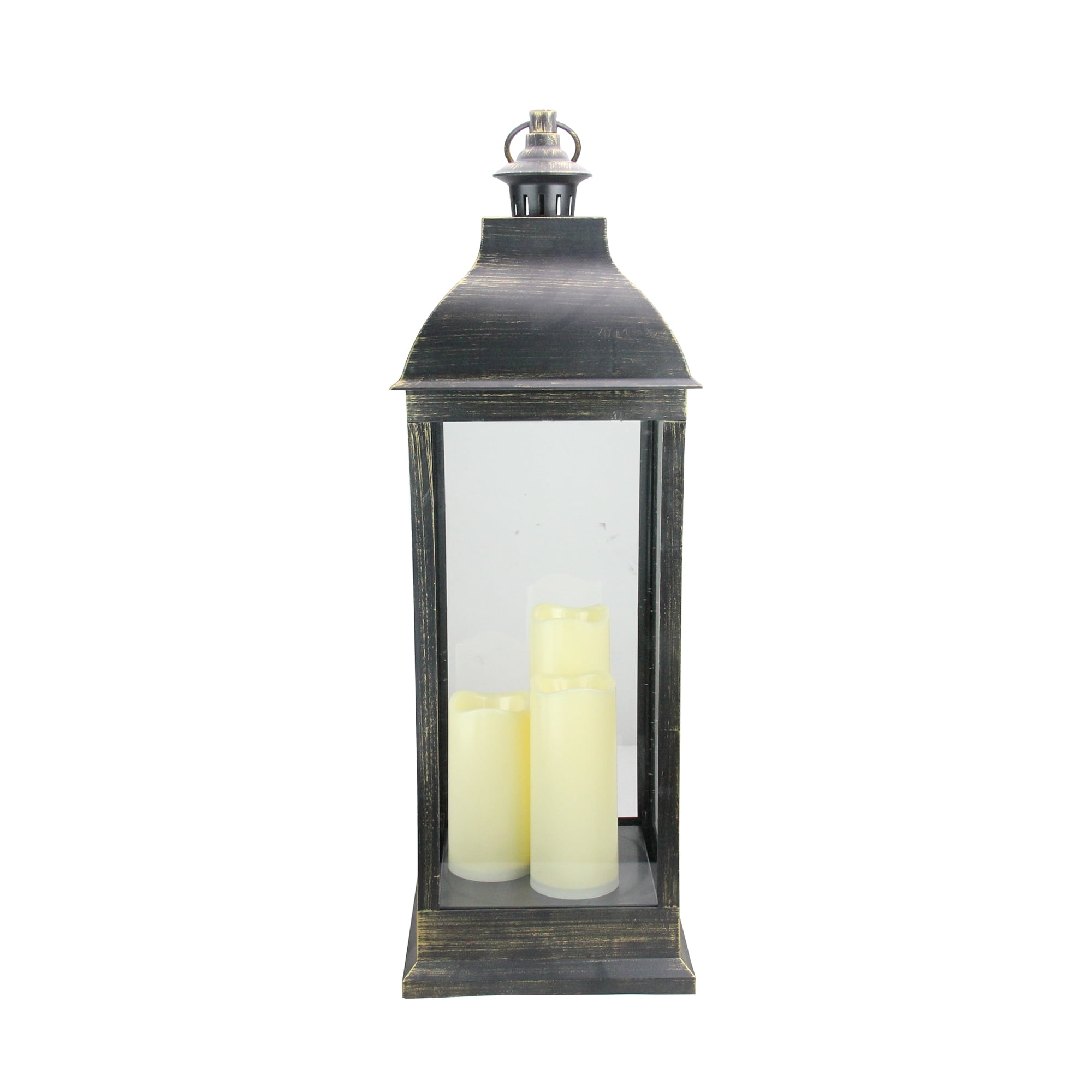 28" Large Black Brushed Gold Lantern With Flameless LED Candles Walmart Canada