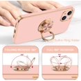 thumbnail image 4 of Case for iPhone 14 Plus Case with Ring Stand [360° Rotatable Ring Holder Magnetic Kickstand] [Support Car Mount] Plated Gold Edge Soft TPU Luxury Shockproof Protective Phone Case Cover, Pink, 4 of 14