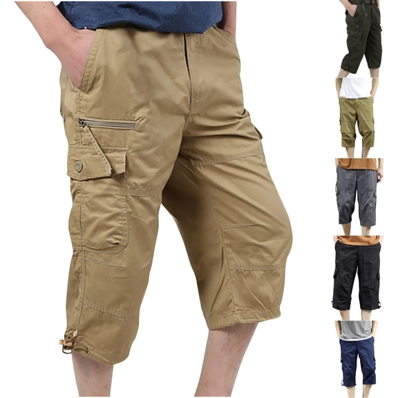 AXXD Summer Shorts For Men Workwear Shorts Multi Pocket Zipper Straight Tube Casual Cropped Pants New Arrival