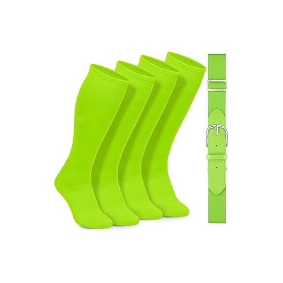 Eryueer2 Pairs Baseball Socks and Belt Cotton Adjustable Youth Baseball Softball Socks Belt for Boys Girls