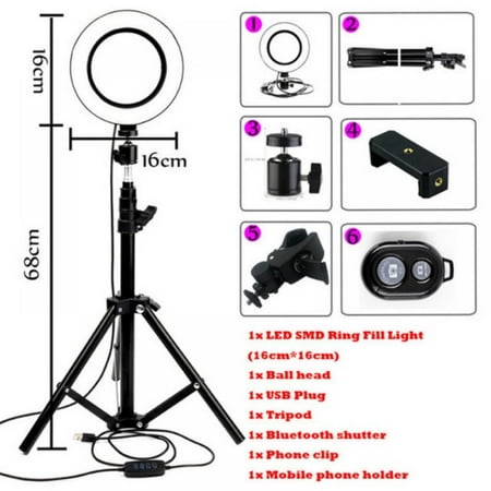 Image of 10In USB Powered LED Ring Light with Tripod Stand Dimmable Table Camera Light Lamp 3 Light Modes & 10 Brightness Level for YouTube Video Photo Studio Live Stream Portrait Makeup Photography