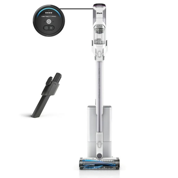 Shark Detect Pro Clean & Empty Cordless Stick Vacuum, Carpet & Hardfloors, Auto Empty Base, PowerFins Brushroll, DirtDetect Technology, 40 Mins Run Time, IW3120 White