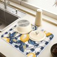 thumbnail image 2 of Yayeee Dish Drying Mat for Kitchen Counter 18" x 24" Microfiber Super Absorbent Coffee Decorative Pad, Beige Plaid Lemon, 2 of 9