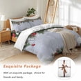 thumbnail image 7 of Christmas Ball Bedding Duvet Cover Set Full Size 4 Pieces Winter Snowflakes Holly Berries Wood Grain Bedding Set with Zipper Closure, 1 Comforter Cover 86x86 Inches 1 Flat Sheet & 2 Pillow Cases, 7 of 7