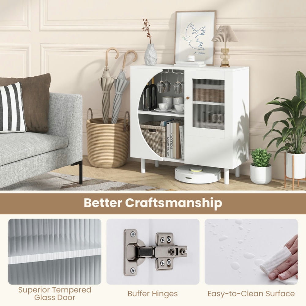 Finihen Kitchen Storage Cabinet, Buffet Sideboard, Kitchen Sideboard with Glasses Holder, for Living Room, Dining Room, Kitchen, White Finihen Kitchen Storage Cabinet, Buffet Sideboard, Kitchen Sideboard with Glasses Holder, for Living Room, Dining Room, Kitchen, White