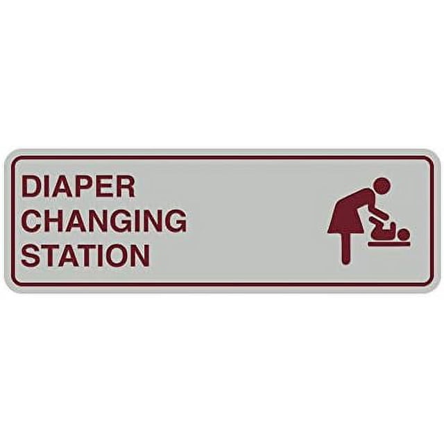 standard diapers changing station sign (light grey/burgundy) small