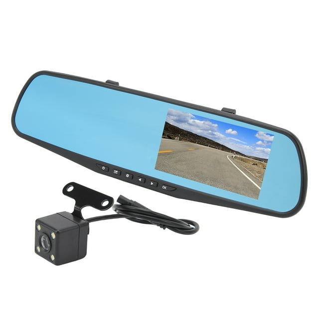 Mirror Dash Cam, 4.3 Inch Mirror Dash Cam 1080P HD Dual Lens Anti Glare Parking Monitor Smart Rearview Mirror Camera