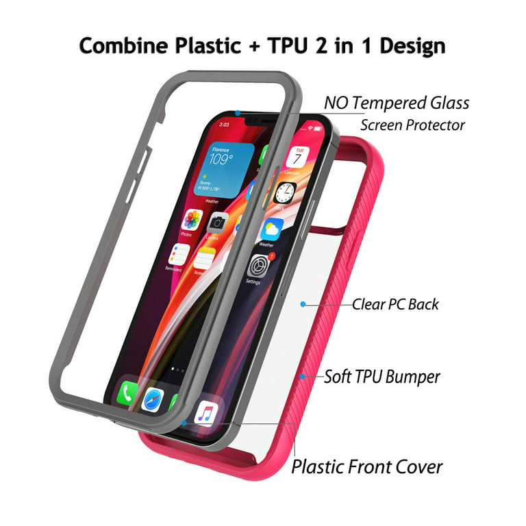 iPhone 12 Pro Case, Phone Case for 2020 iPhone 12 Pro, Njjex Hard Plastic Full-Body Rugged Transparent Clear Back Bumper Case Cover for Apple iPhone