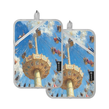 BZSMCE Pot Holder Oven Mitts Cooking baking Rotating Flying Chair Panting Creative Pattern Size:7x9.8in